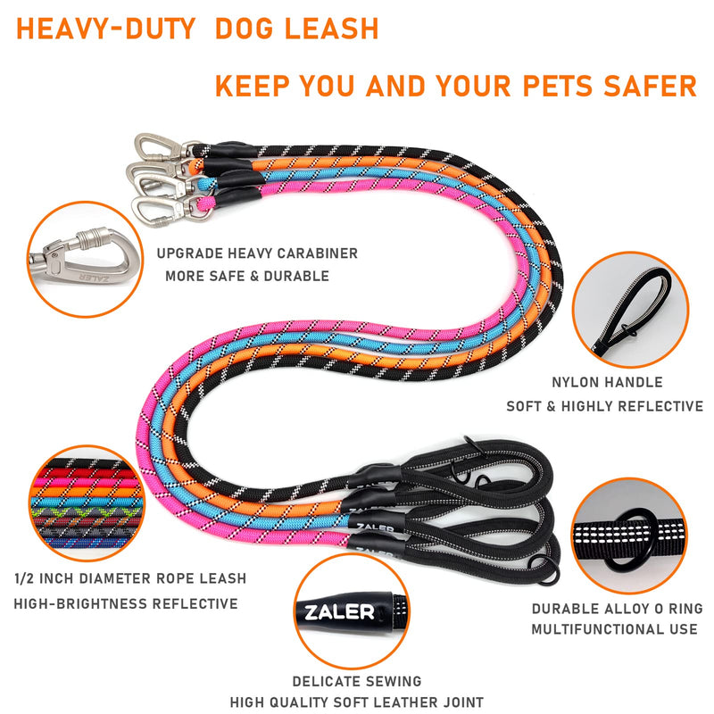 Rope Dog Leash, 4/5/6/10/15/20/30/50 Foot Reflective Dog Leashes with Carabiner, Heavy Duty Dog Lead for Large and Medium Dogs (5FT, Orange) 5FT*1/2" - PawsPlanet Australia