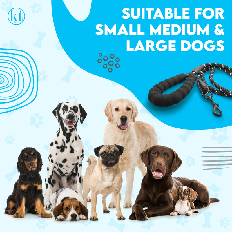 5 FT Dog Leash with Padded Handle and Reflective Rope Heavy-Duty Padded Leash for Small Medium and Large Dogs - PawsPlanet Australia