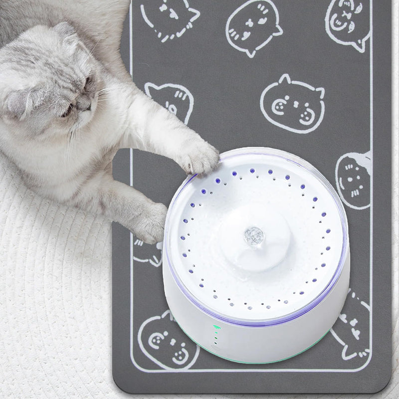 YCT Cat Food Mat for Pet Dog Food Mat, Cat Mat for Food and Water, Cat Feeding Mat Pet Dog Cat Bowl Mat, Non-Slip Super Absorbent, with Multiple cat Heads Logo，18.1 x 11.8 inches, Dark Grey 18.1x11.8 inches Dark Grey & Multiple cat heads Logo - PawsPlanet Australia