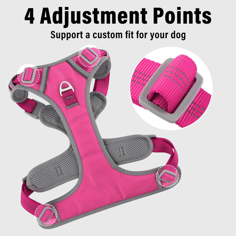 Plutus Pet No Pull Dog Harness, Release at Neck, Reflective Adjustable Dog Vest Harness, Easy Control Handle for Walking, for Small Medium Large Dogs, Hot Pink, M - PawsPlanet Australia