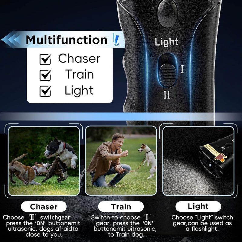 Dog Bark Deterrent Devices, Ultrasonic Anti Barking Device for Dogs, Barks No More Dog Training Device, Stop Dog Bark Control Deterrent Device Indoor Outdoor, Safe for Human & Dogs, Contains Battery Black - PawsPlanet Australia