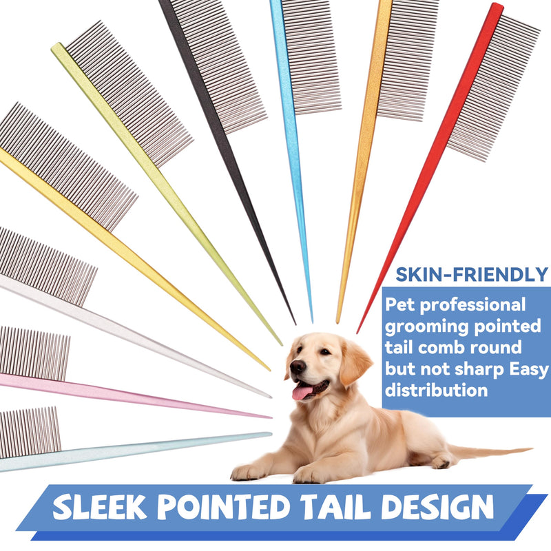 Grooming Pet Comb Rat Tail Dematting Cat and Dog Comb，Rounded Ends Design for Safe Tangle Removal, Hairstyling, Massage，Loose Hair Removal，Prevent Irritation，Fluffing Paws,Face,Tail,Remove Tear Stain Pink - PawsPlanet Australia