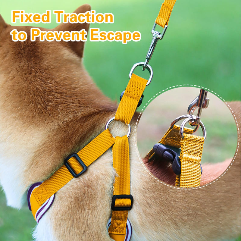 Winmany Dog Harness Leash Set No Pull Adjustable Pet Vest Harness Reflective Number Printed Chest Strap for Small Medium Dog (Yellow, M) Yellow - PawsPlanet Australia