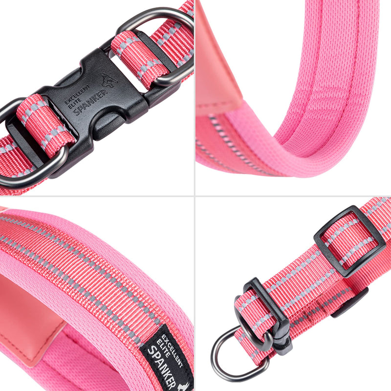 EXCELLENT ELITE SPANKER No Pull Dog Harness Step-in Adjustable Reflective Vest Soft Padded Easy Pet Chest Strap with Leash Clips for Small Medium Large Dogs Walking Training(Pink-L) L-Chest 22-25" Pink - PawsPlanet Australia