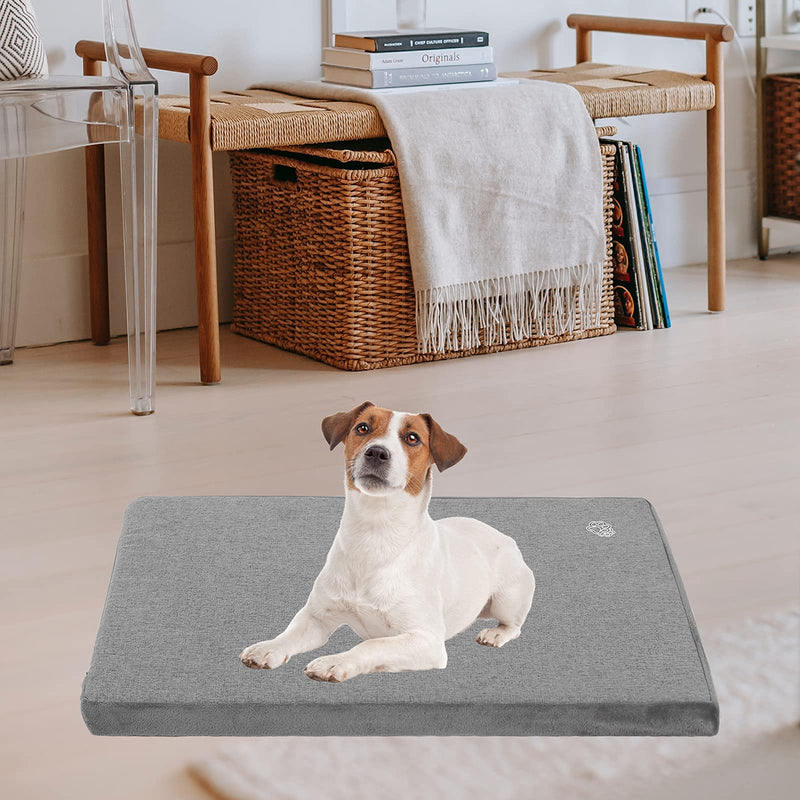 EMPSIGN Stylish Dog Bed Mat Dog Crate Pad Mattress Reversible (Cool & Warm), Water Proof Linings, Removable Machine Washable Cover, Firm Support Pet Crate Bed for Small to XX-Large Dogs, Grey M(29"*18"*3") - PawsPlanet Australia