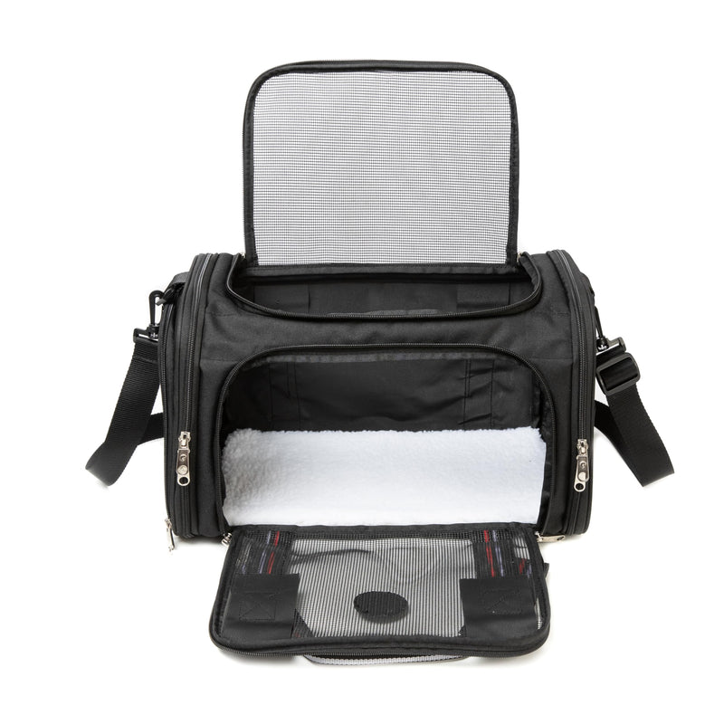 CAGA Soft-Sided Pet Carrier - Ventilated Foldable & Collapsible Under Seat Travel Kennel with Pockets for Small to Medium Dogs & Cats up to 15 lbs (Black) - PawsPlanet Australia