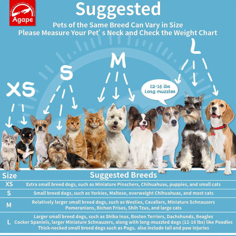 Agape Soft Dog Cone for Small Dogs & Cats, Comfy Dog Recovery Collar After Surgery, Adjustable E Collar Alternative to Stop Licking, Protective Elizabethan Collar for Pup&Kitty, Comfortable Dog Cones Blue (Small Dogs Cone) M (Neck:9.5"-13.5") - PawsPlanet Australia