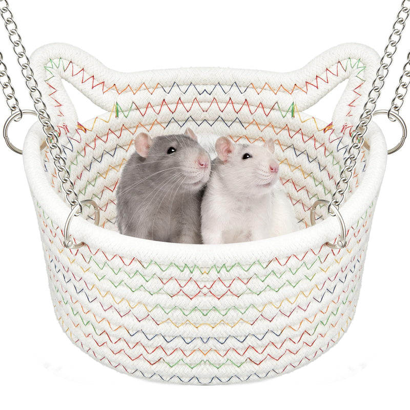 JWShang X-Large Small Rat Hammock for Cage Chew Proof, Hanging Rat Bed Basket, Durable Rat Cage Accessories Hammock With Sturdy Chains, Rat Snuggling Sleeping Nest for Small Animals Mice, Sugar Glider