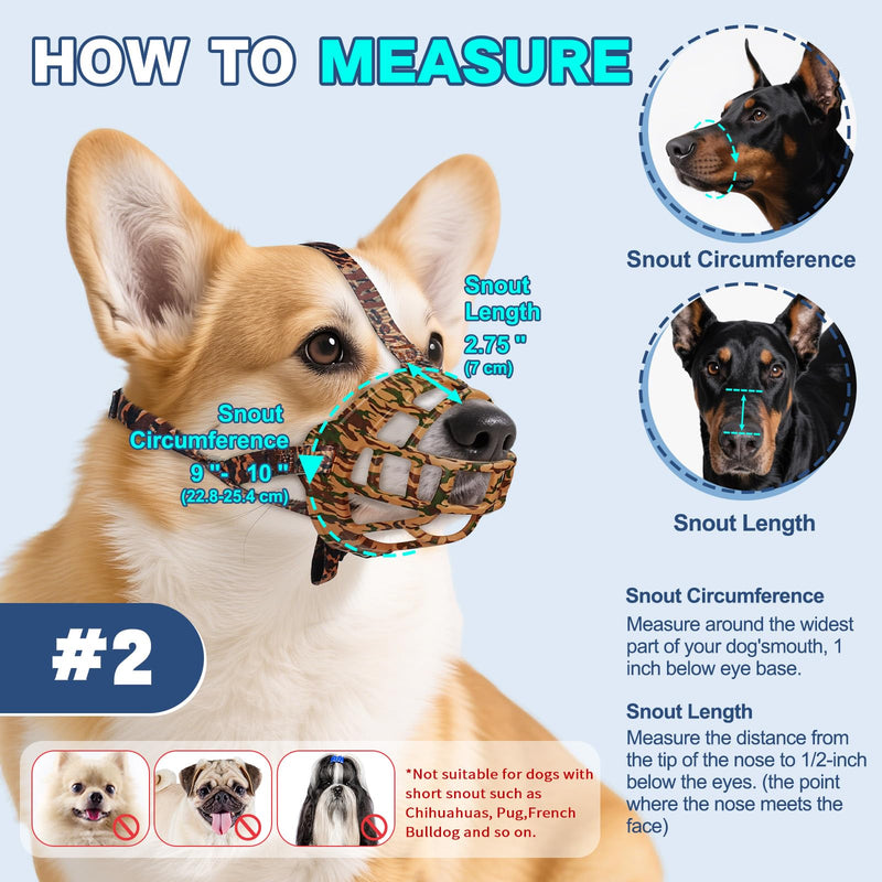 Dog Muzzle to Prevent Biting, Basket Muzzle for Large Medium Small Dogs Allows Panting Drinking Anti Chewing, Perfect for Grooming Trimming Training and Aggressive Reactive Dogs (Brown, Size 2) - PawsPlanet Australia