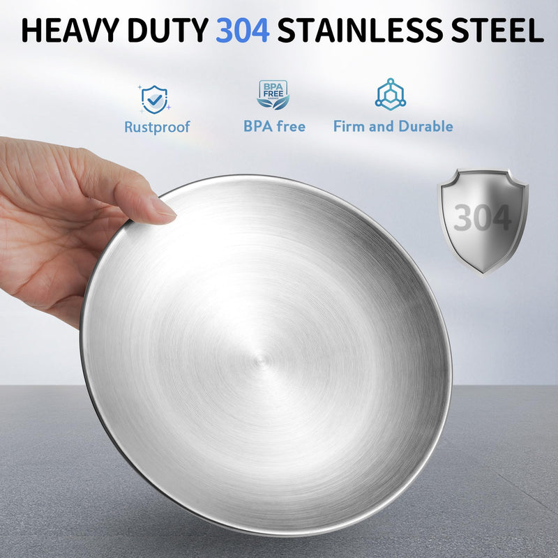 Elevated Cat Bowls, Separable Dishes for Solo Use, 304 Stainless Steel Raised Cats Plates for Wet Food, Extra Wide Shallow Design for Whisker Relief, Non-Slip Silicone Base Kitten Feeder, 2 Set Raised Bowls - 2 Set