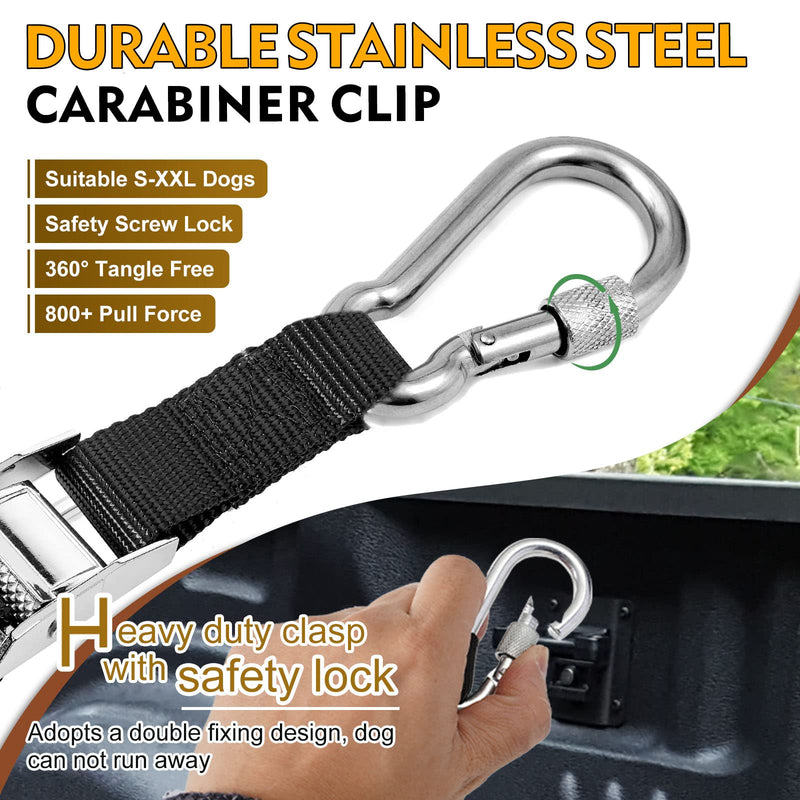 Truck Bed Dog Leash System, Dog Pickup Tether Tie Down, Dog Car Harness Belt Heavy Duty, Pick-Up Restraint Lead Adjustable, Dog Truck Leash for Dogs Up to 150lbs, Dog Truck Bed Barrier Tie Down Out For 1 Dog - PawsPlanet Australia