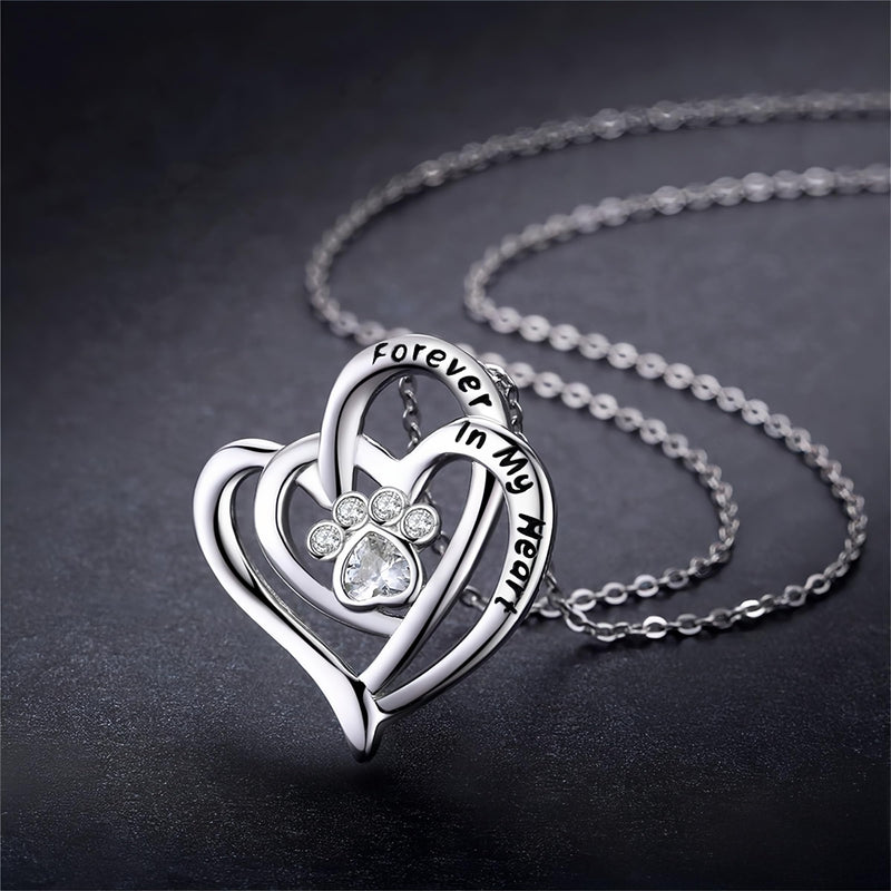Dog Memorial Gifts Remembrance Necklace: Loss of Dog Sympathy Gift- Personalized Pet Necklace for Women Pet Lovers (Stainless) Forever In My Heart - PawsPlanet Australia