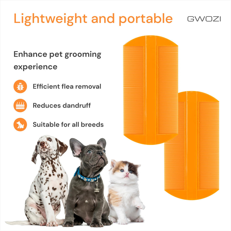 Flea Comb for Cats & Dogs - Double Sided Dandruff Comb - Fine Tooth Comb - Plastic Dog/Cat Flea Comb for Grooming - Flea Brush for Dogs and Cats, Puppy, Kitten, 2 Pcs - PawsPlanet Australia