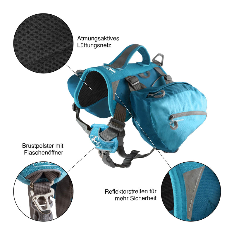 Kurgo Big Baxter Dog Backpack, Dog Saddlebag, Dog Pack, Adjustable Saddlebag for Hiking, Walking, Running, Camping, Chili Red/Barn Red Chili/Barn Red - PawsPlanet Australia