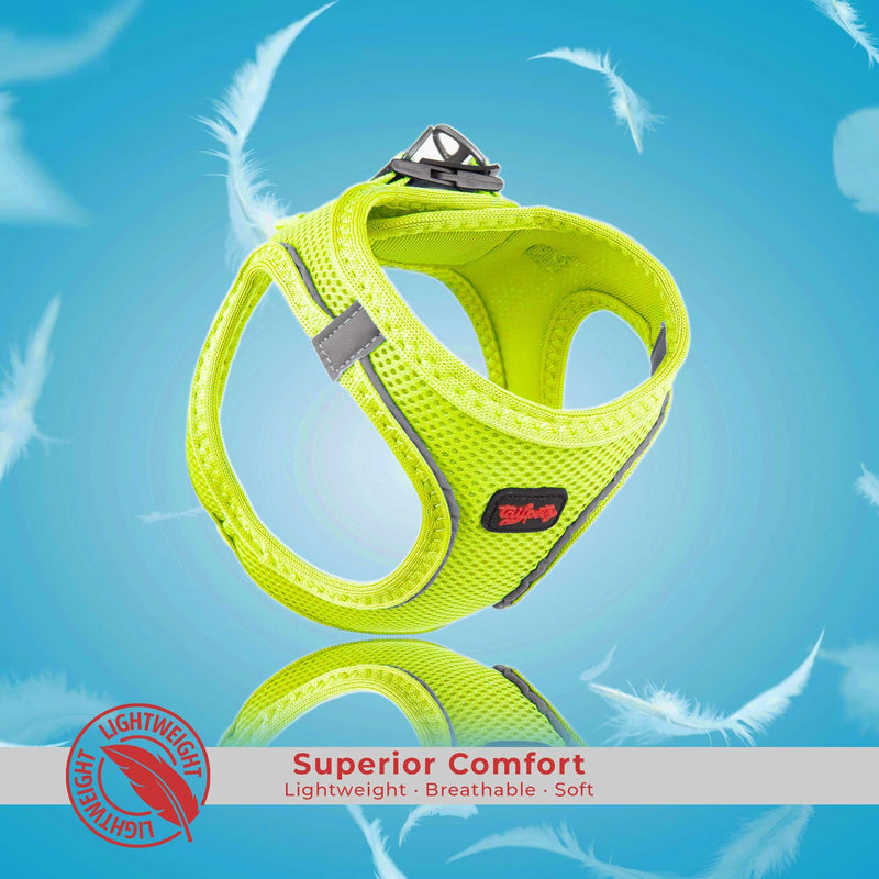 Tailpetz Extra Small Dog Harness, Adjustable Step in No Pull Harness for Small Dogs, Reflective Puppy Harness for Puppy Training, Boy Girl Dog Vest Harness (Neon Lime, XS) X-Small (Chest:14"-16") Neon Lime - PawsPlanet Australia