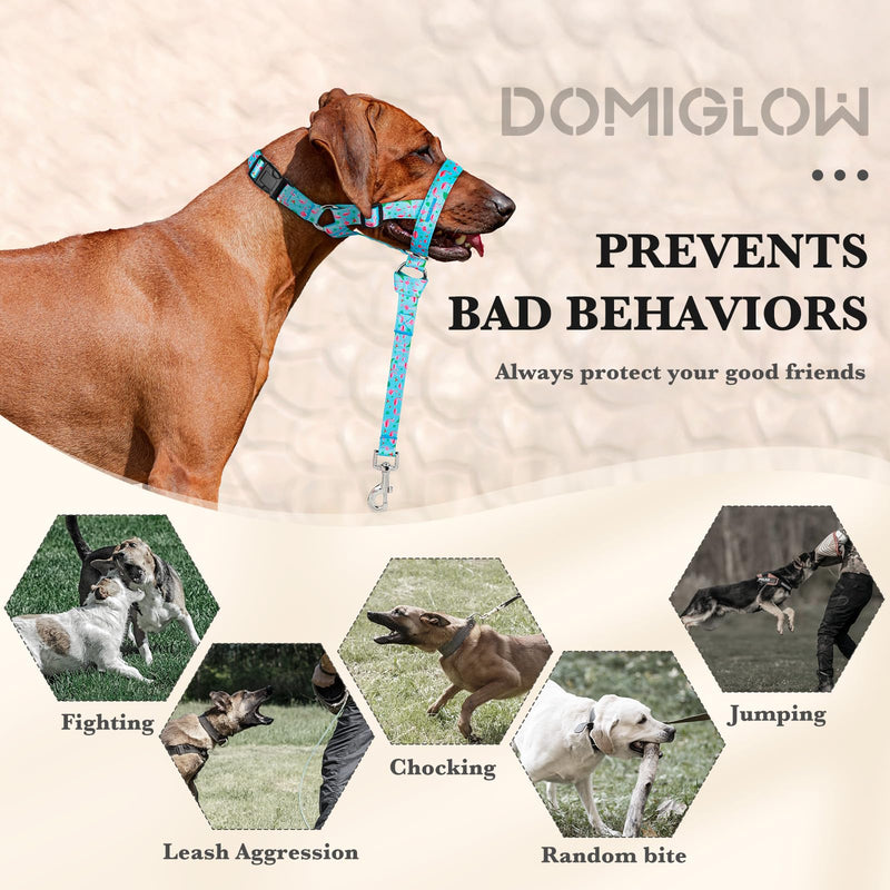 No-Pull Dog Head Collar, Print Head Halter Collar for Dogs, Gentle Lead to Stop Heavy Pulling, Anti-Pull Training Muzzle Leash for Easy Control on Walks (Blue, Small) Blue - PawsPlanet Australia
