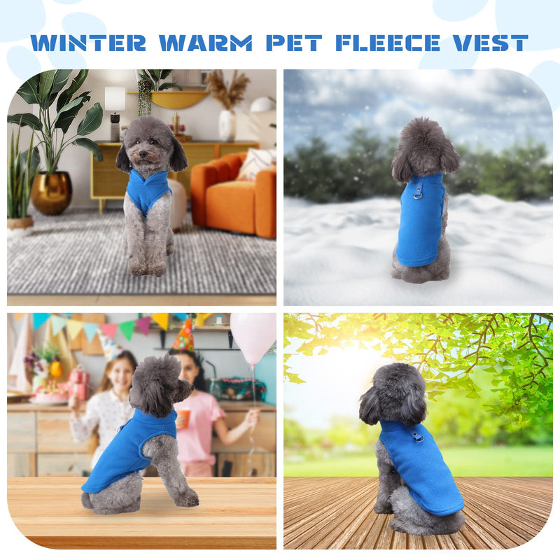 PETCARE Small Dog Sweater Cat Fleece Vest Soft Dog Jacket with Leash O-Ring Winter Warm Pet Pullover Coat Puppy Clothes for Small Dogs Cats Chihuahua Apparel Shih Tzu Costume, Blue M (Suggest 6-12 lbs)