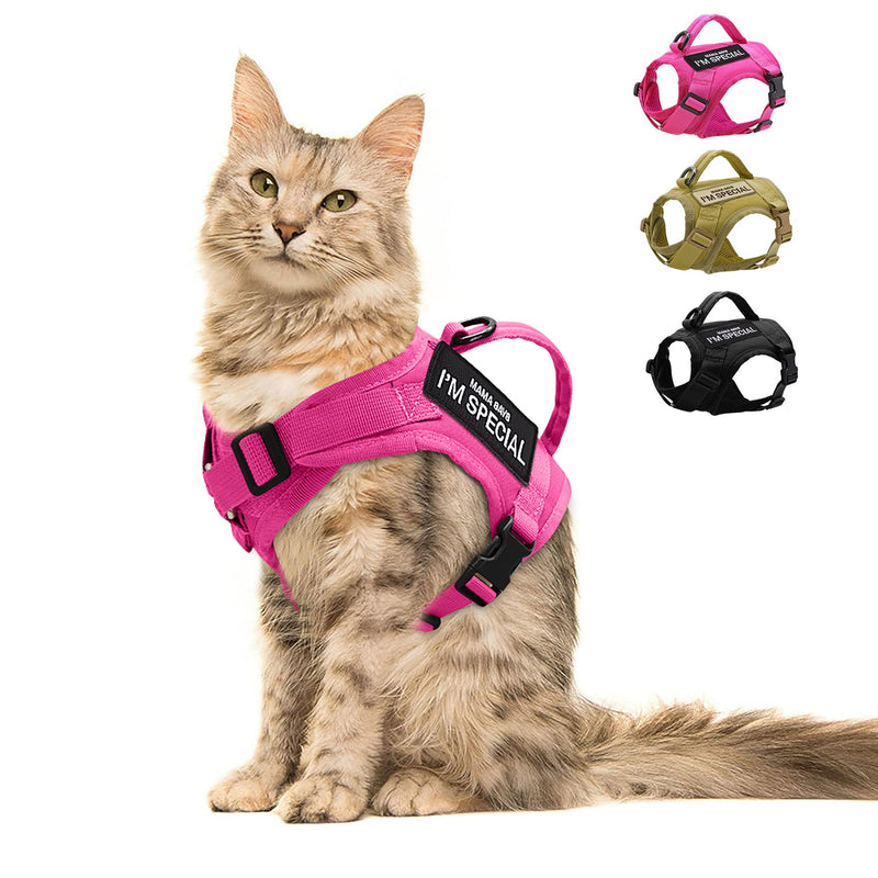 Forestpaw Cat Harness Escape Proof for Walking,Adjustable Cat Vest Harness with Soft Mesh Padded,Tactical Cat Harness with Control Handle,Molle Patches,Hot Pink Chest 12-17",Neck 8.0-12.5" Hot Pink