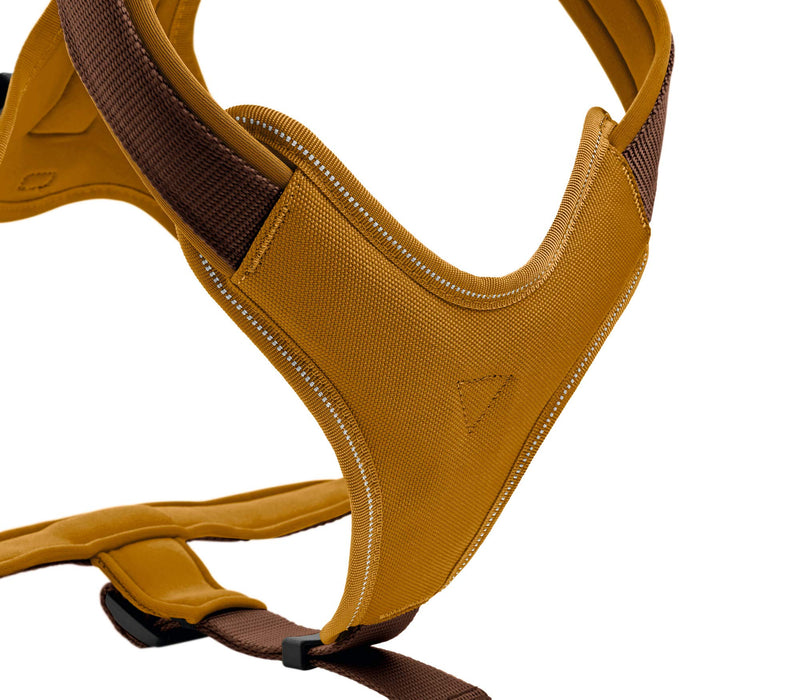 HUNTER NEOPREN dog harness, nylon, padded with neoprene, for sport and leisure,brown / caramel, nylon, neoprene,45-57,S 45-57 brown / caramel, nylon, neoprene - PawsPlanet Australia
