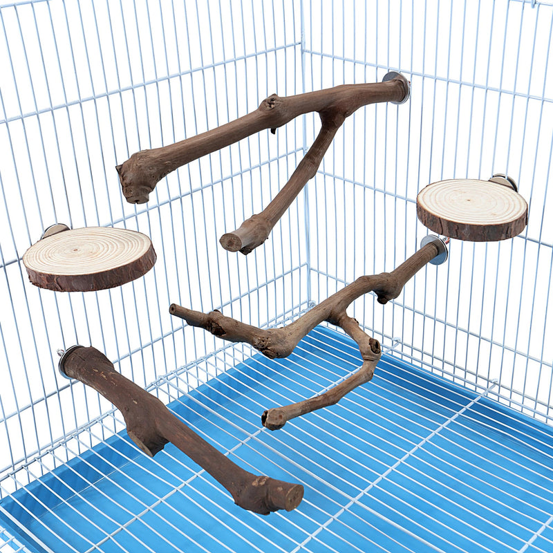 Mogoko 5PCS Bird Perch Natural Wood Grape Stick Stand, 3 Grape Stick Paw Grinding Fork Parakeet Chewing Stick 2 Parrot Stand Branch, Chewing Exercise Branches Bird Cage Accessories - PawsPlanet Australia