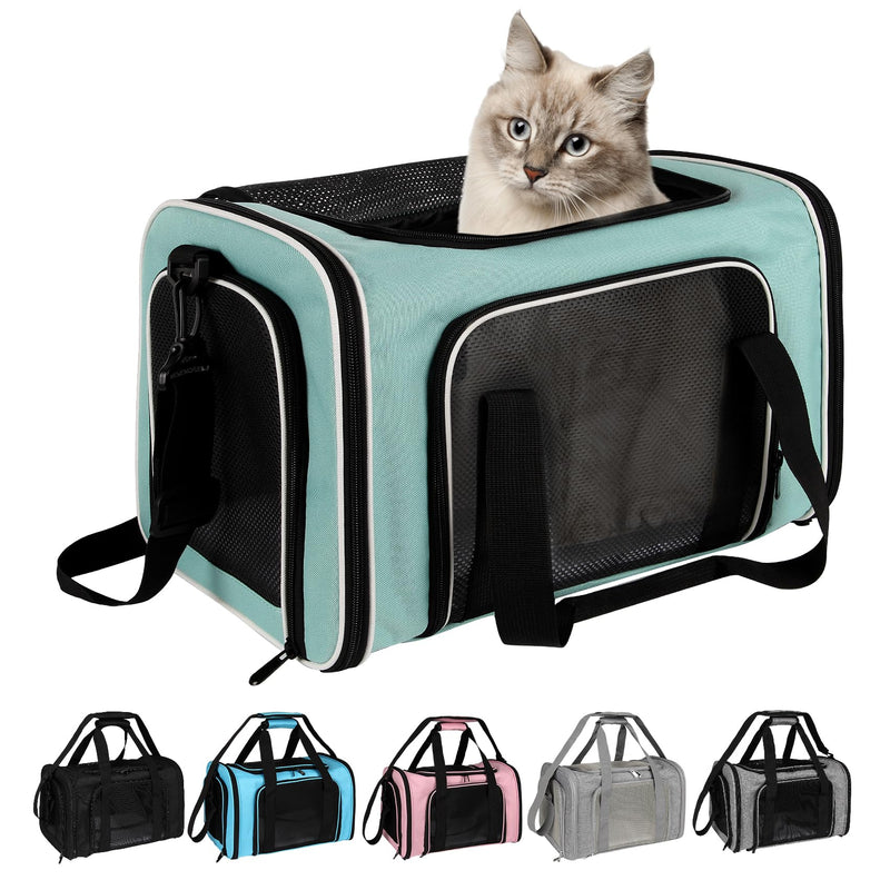 Cat, Dog Carrier for Small Medium Pet Carriers Up to15Lbs, Cats Carrier Soft- Sided Puppy Dogs Bag Portable Foldable Airline Approved Carrier Travel (Green 18 * 11 * 11) 18.0"L x 11.0"W x 11.0"H Green - PawsPlanet Australia