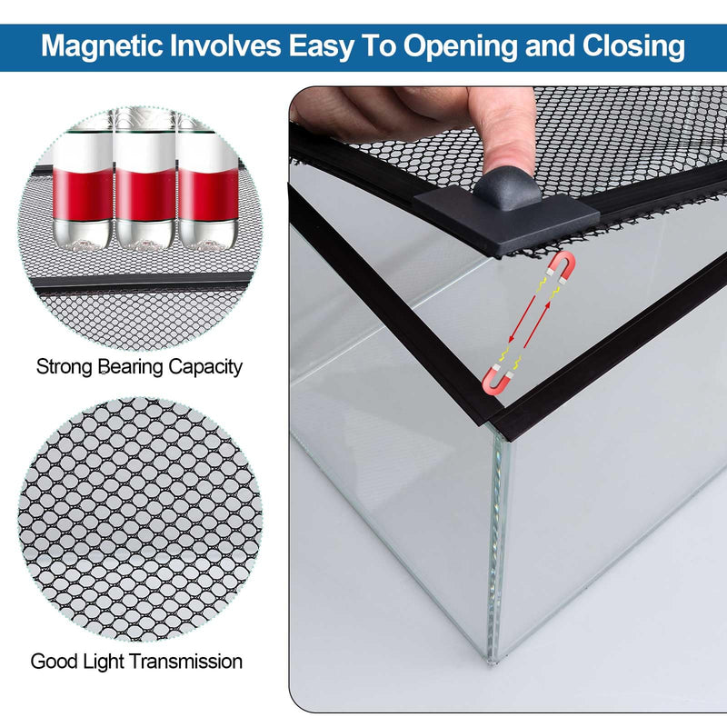 Magnetic Fish Tanks lid Cover Protective Net,DIY Aquarium Anti-Jumping net,Prevents Turtles,Fish,Reptiles from Escaping The Turtles Tanks for Circumference up to 35.4"×17.7" 35.4"×17.7"(90*45cm) - PawsPlanet Australia