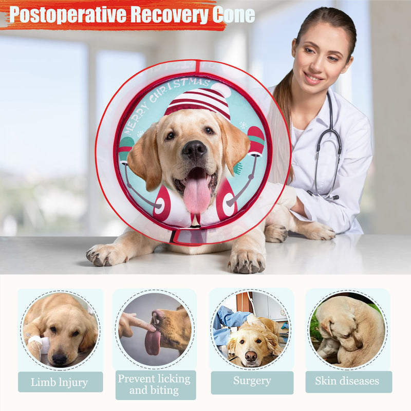Dog Cone Inflatable Donut to Stop Licking After Surgery, Soft Dog Cone Collar with Anti-Licking Guard Shield, Protective Pillow Cone for Large Medium Small Dogs (Snowman, Large) Snowman - PawsPlanet Australia