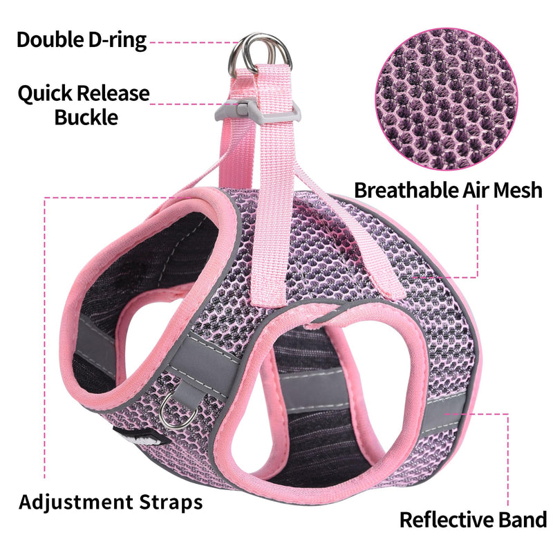 AIITLE Dog Harness with Leash Set - All Weather Breathable Mesh, Reflective Stripes, Adjustable Escape Proof Pet Outdoor Harnesses for Medium Dogs Pink M M(Chest: 16 - 18") - PawsPlanet Australia