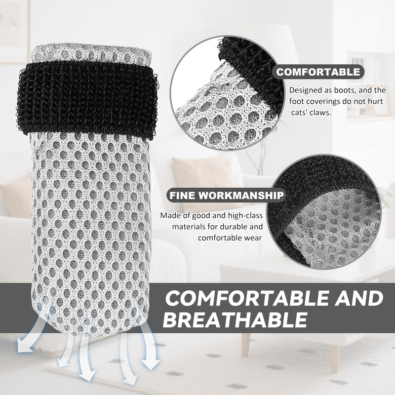 Cat Booties Anti Scratch Mittens,4 PCS cat Claw Covers,Mesh Breathable Cat Shoes,Adjustable Cats Anti Scratch Gloves,Suitable for Cats When Bathing and Nail Trimming S - PawsPlanet Australia