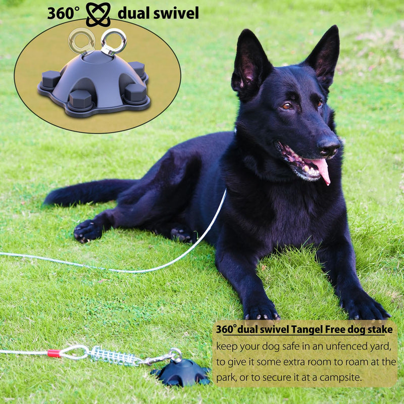 360° Swivel Dog Tie Out Anchor Stake with 5 Screw Anchors - Holds 1200lbs, Great for Dogs Up to 150lbs - Yard Leash and Anchor with Lifetime Replacement stake without cable - PawsPlanet Australia