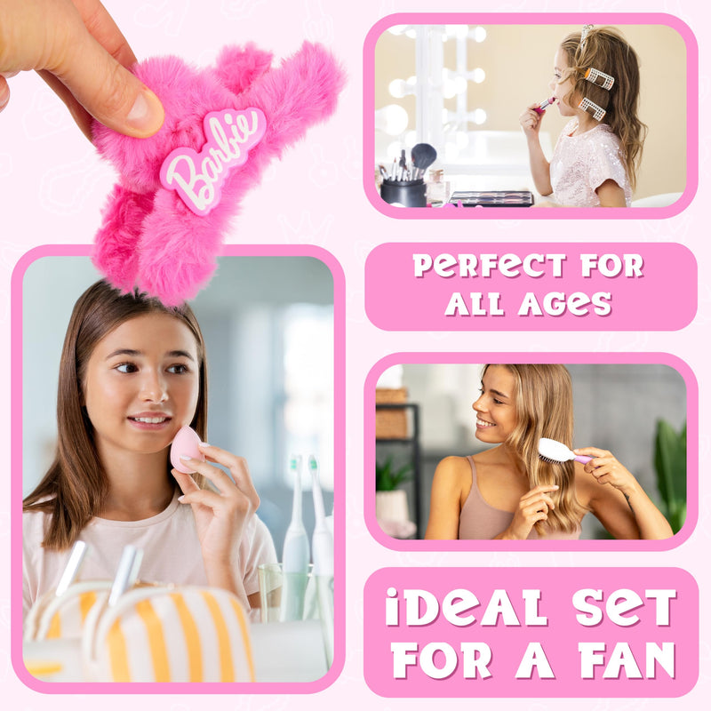 Barbie Hair Clips, Claw Clip & Folding Brush for Girls Teens Hair Accessories Dress Up, Pink Beauty Set, Cute Stuff, Gifts for Girls - PawsPlanet Australia