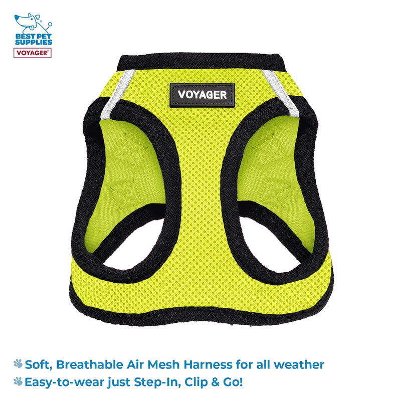Voyager Step-in Air All Weather Mesh Harness and Reflective Dog 5 ft Leash Combo with Neoprene Handle, for Small, Medium and Large Breed Puppies by Best Pet Supplies - Green, Small S (Chest: 14.5 - 16") Leash Harness Set (Lime) - PawsPlanet Australia