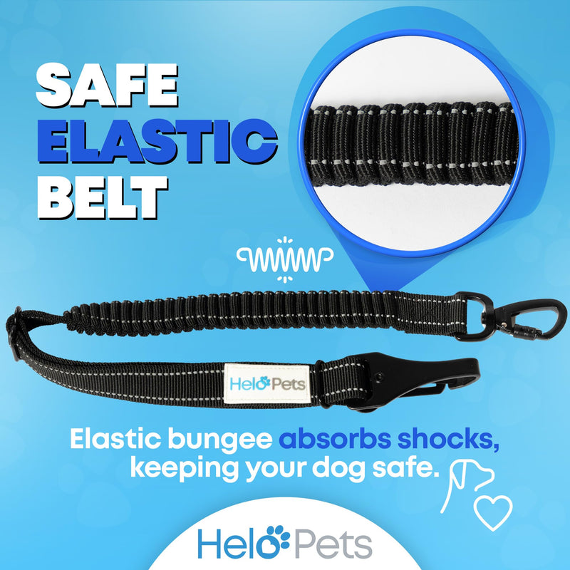 Dog Car Seat Belt for Car 3-in-1 Adjustable Safety Seatbelt for Dogs in Car – Durable Extra Thick Nylon Webbing Bungee with Hook & Buckle Latch, Reflective Dog Harness for Car (Black). Black - PawsPlanet Australia