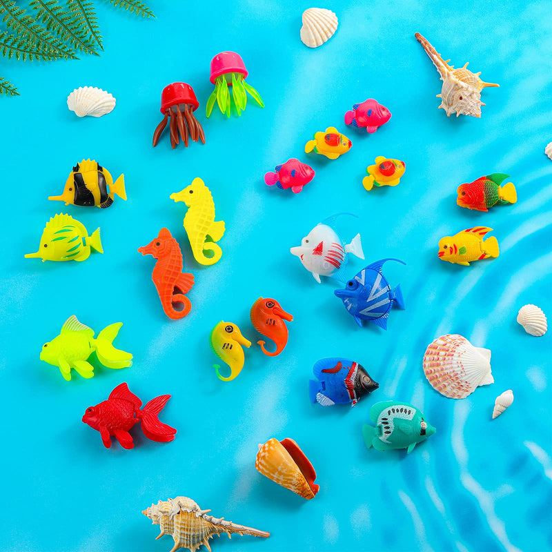 20 Pieces Artificial Moving Fishes Plastic Floating Fishes Lifelike Fish Ornament Aquarium Decorations for Fish Tank (Jellyfish and Seahorses) - PawsPlanet Australia