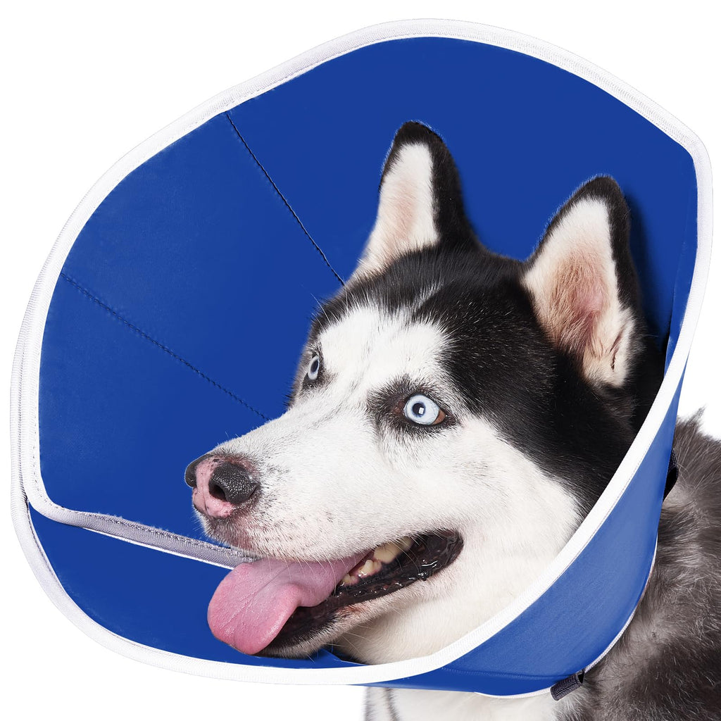 BARKLESS Dog Cone Collar, Soft Cone for Dogs After Surgery to Stop Licking, Alternative to Cone of Shame for Large Medium Small Dogs, Adjustable Elizabethan Collar, Ideal for Neuter and Wound Care Blue L