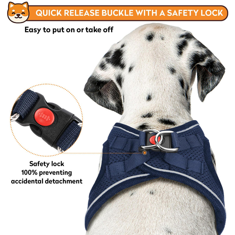 Dog Harness with Leash Set, No-Pull Step-in Reflective Pet Harness with 1 Leash Clips, Adjustable Soft Padded Easy Walk Dog Vest for Small Medium Large Dogs, Cats(Dark Blue,Medium) M(Chest:15"-16.5") Dark Blue - PawsPlanet Australia