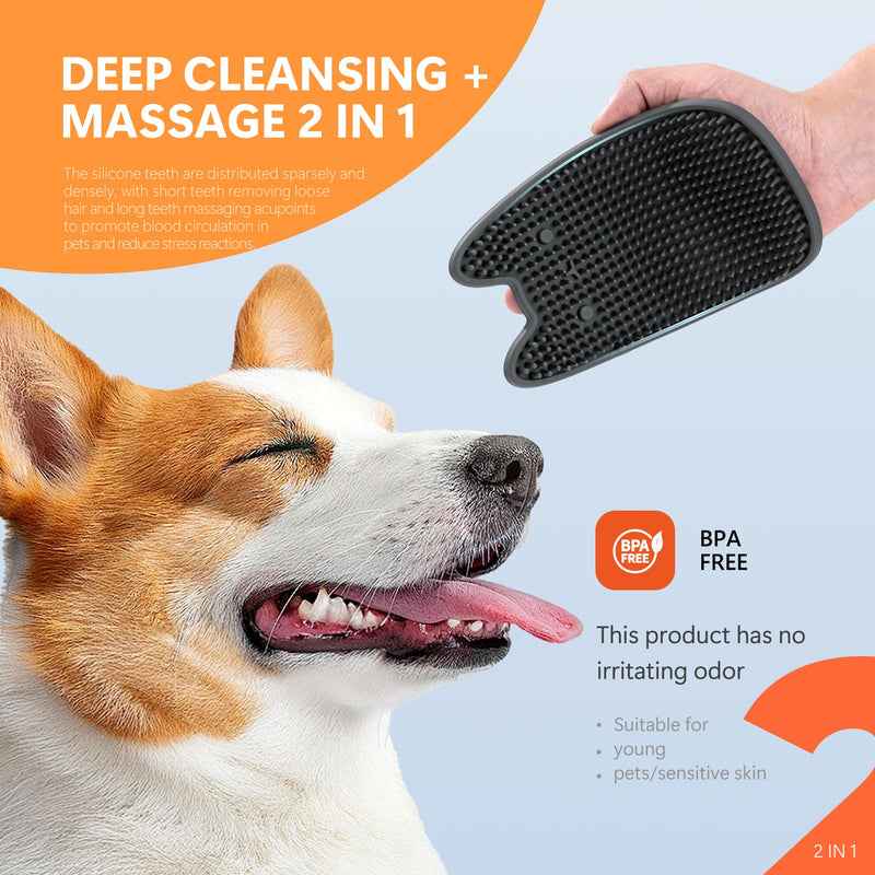 Li&Zhao Dog Bath Brush - 2 PCS Dog Grooming Brush Pet Scrubber for Bath Pet Shampoo Brush Massage Rubber Comb Pet Comb for Shower - PawsPlanet Australia