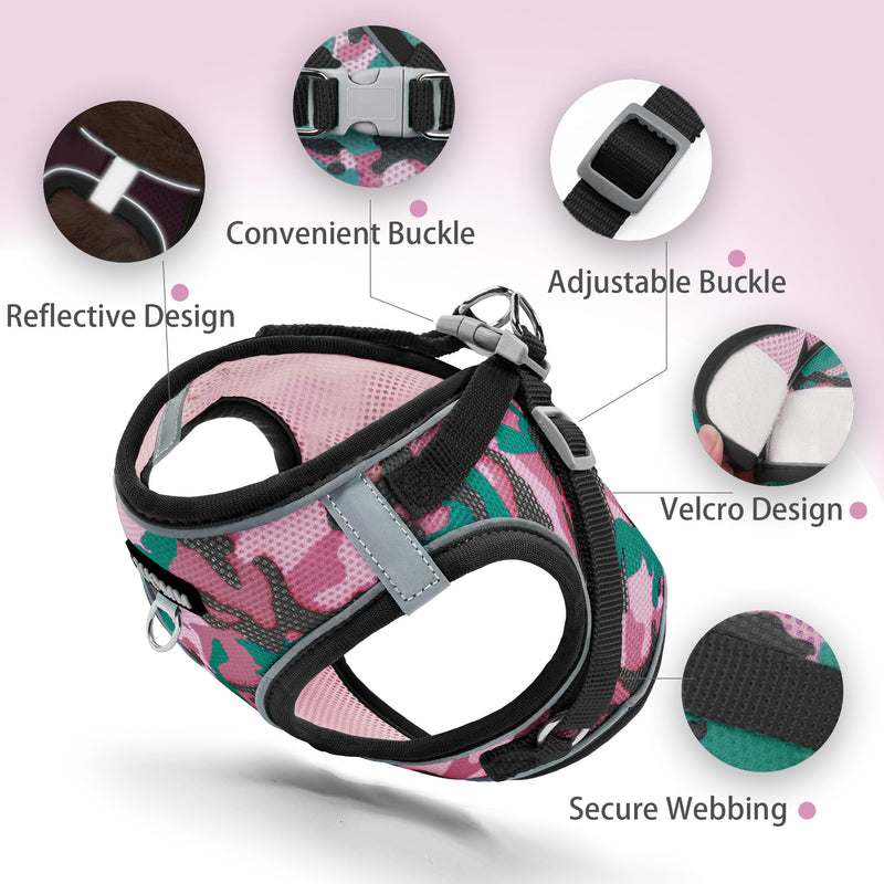 Step in Dog Harness with Leash Set, Adjustable Soft Padded and Breathable Mesh for Medium Sized Dog, Reflective No Pull No Choke Cat Vest Harness, Easy Control Pet Vest, Pink XL - PawsPlanet Australia