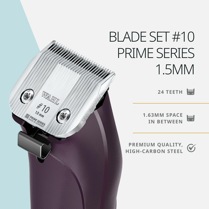 Wahl Pro Animal Wide Prime Series Blades - Professional Fine Tooth Pet Clipper for Horse, Cat & Dog Grooming - Made from High-Carbon Steel - #10, 1.5mm