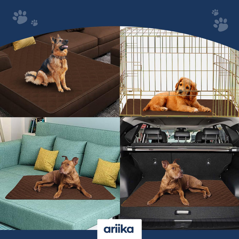 ariika Waterproof Couch Covers for Pets - Durable, Scratch-Resistant - Eco-Friendly Polyester & Cotton Mix, Odor-Free, Ideal for All Breeds - Dog Bed Cover for Sofa, Floor, Car Seats and Bed Brown 47.0"L x 35.0"W x 0.4"Th - PawsPlanet Australia