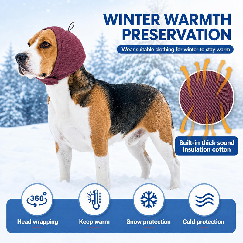 Nanaki Thick No Shake Dog Ear Wrap Noise Protection-Quiet Ears For Dogs With Thick Sound-Absorbing Pads For Noise Reduction&Anxiety Relief,Ear Protection Calming Hoodie For Thunder,Firework,Grooming,L DrakRed Large