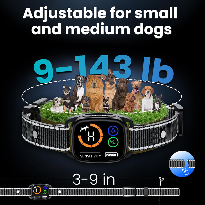 Bark Collar, Anti-bark Collar with 6 Adjustable Sensitivity, 3 Mode Beep/Vibration/Beep&Vibration, Rechargeable Smart Collar for Large Medium Small Dogs, IP67 Waterproof Bark Training Collar(Black) 1-Pack - PawsPlanet Australia