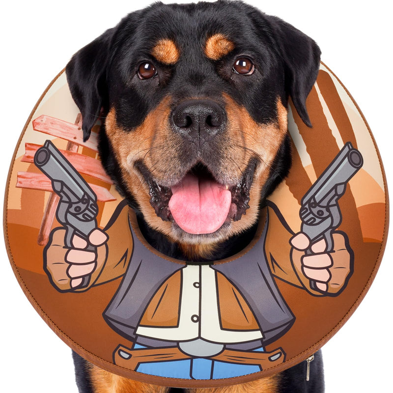 BARKLESS Soft Dog Donut Collar, Rottweiler Inflatable Alternative Cone Collar After Surgery to Stop Licking, Adjustable Protective Surgical Pillow Cone for Large Medium Small Dogs Brown XL (Neck: 18"-23") - PawsPlanet Australia