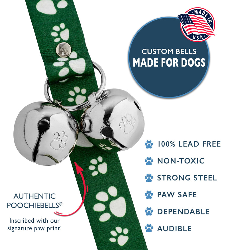 Dog Doorbell, Dog Potty Training Bells, Dog Safe USA-Made w/Perfect Sound,Dog Trainer Approved, Housetraining Made Easy & Quick, Sig Tracks Green - PawsPlanet Australia