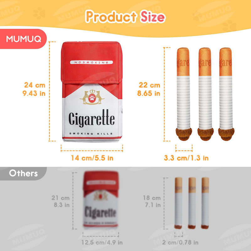 Cigarette Dog Toy Large, Plush Funny Dog Cigarette Toy 3 Packs Giggle Puff Stick Toys with Box, Interactive Squeaky Cigar Puppy Toys for Small to Medium Breed, Funny Puppies Gift Dog Accessories - PawsPlanet Australia
