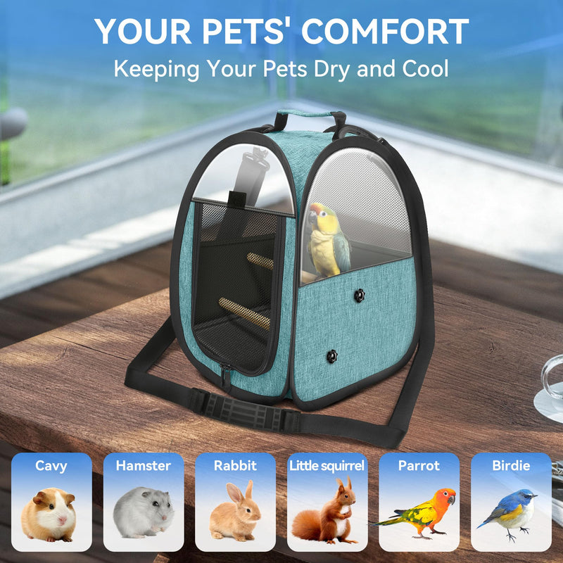 Akinerri Birds Travel Carrier, Small Bird Travel Bag, Transparent Breathable Travel Cage Bird Parrot Carrier, Include Perch and Bottom Tray Blue - PawsPlanet Australia