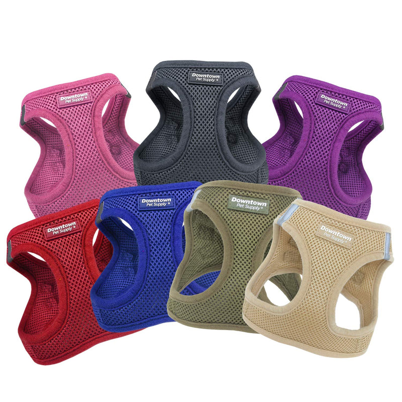 Downtown Pet Supply - Dog Harness for Small, Medium and Large Dogs No-Pull - Step in Dog Harness - Padded Mesh Fabric Dog Vest with Reflective Trim, Velcro and Buckle Straps Pink - PawsPlanet Australia
