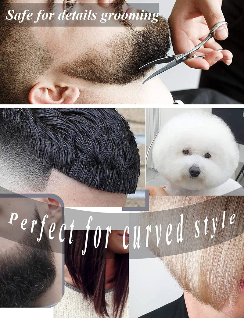 6" Hair Cutting Scissors Professional Curved Grooming Scissors for Small Dogs Cat & Hairstyle Barber Haircut Shears Japanese Stainless Steel Silent Adjustable Tension Removable Soft Ring Curved 6" - PawsPlanet Australia