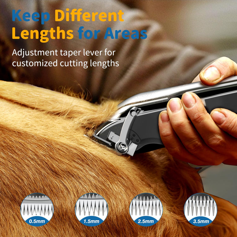 Dog Clippers Professional for Thick Hair, Low Noise Dogs Grooming Kit with Stainless Steel Blade, Cordless Grooming Clippers Dog Shaver Trimmer with 6 Guide Combs for Pets and Animals 7000 rpm