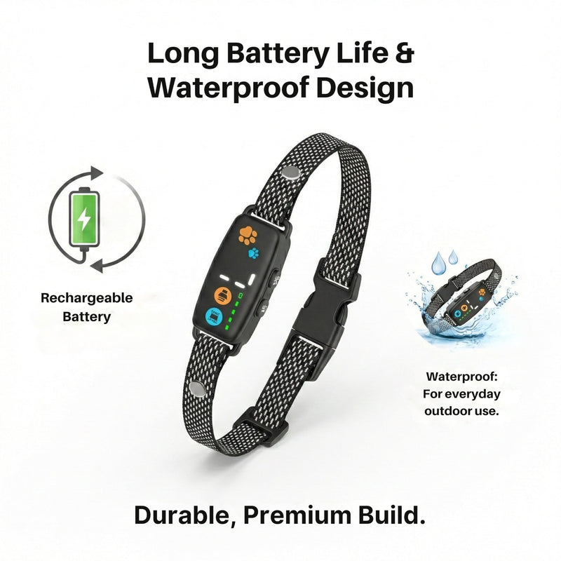 Smart Dog Bark Collar for Small & Medium Dogs (8–50 lbs) – Automatic Bark Control with Beep & Vibration, 7 Sensitivity Levels, Rechargeable & Waterproof, Adjustable Fit